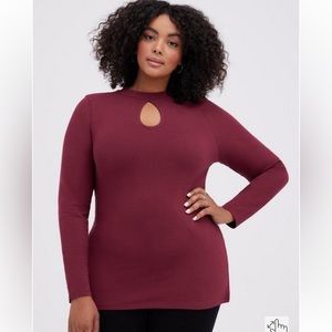 Torrid Foxy Mock Neck Keyhole Open Back Top